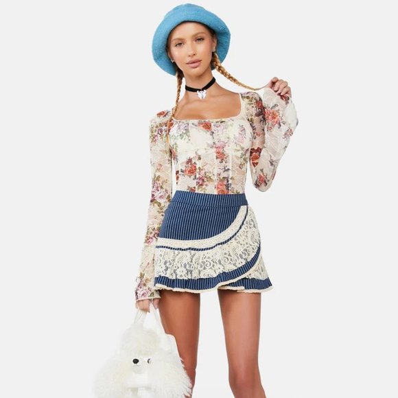 dELiA*s by Dolls Kill Once Loved Corset Floral Top - Picture 2 of 3